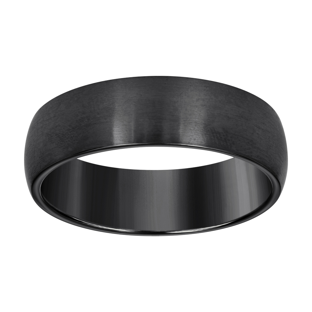 Stainless Steel Black-tone Mens Comfort-Fit Wedding Band 7mm Size 11